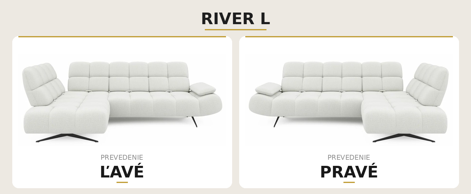 Sedacia súprava RIVER L – ľavé a pravé prevedenie